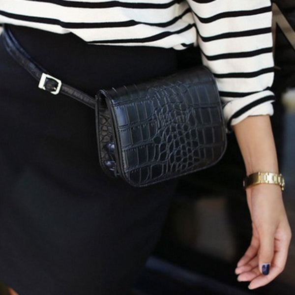 Vintage Women Alligator PU Leather Waist Pack Travel Belt Wallets Fanny Bags, Fanny Bags