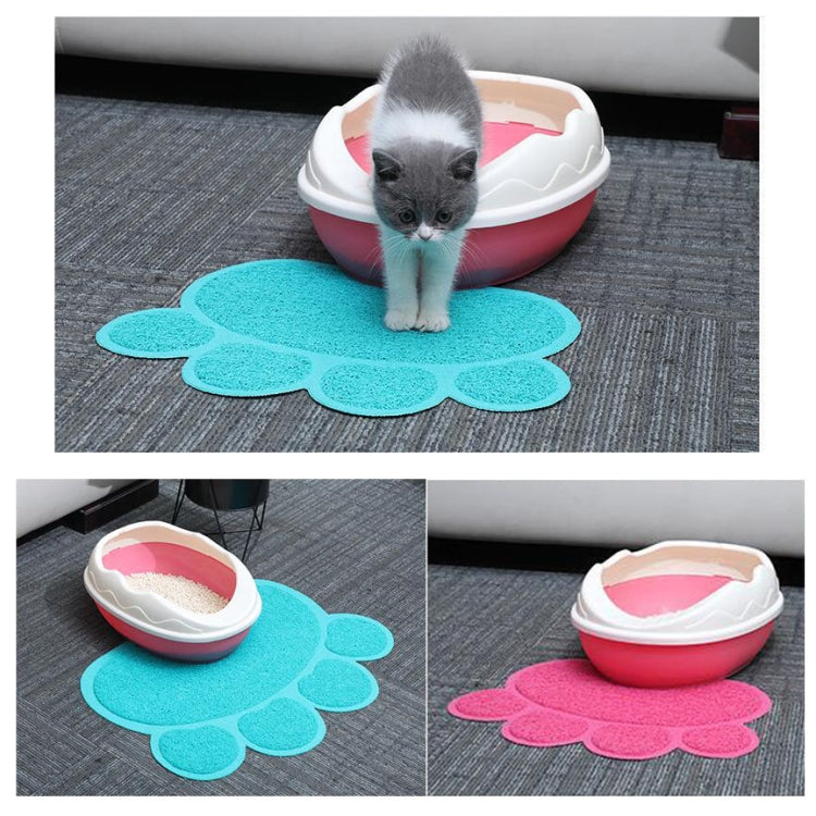 PVC Claw Shaped Cat Litter Mat Pet Placemat Anti-skid Floor Mat Pet Supplies, Rose Red, Yellow Green, Gray, Lake Blue, Coffee, Light Blue