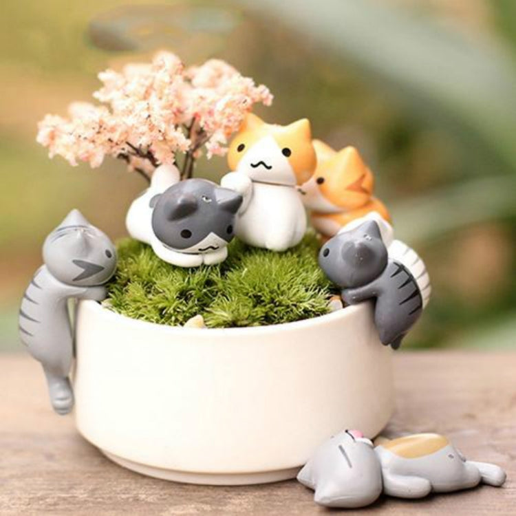 2 Sets Fleshy Flower Pot Moss Micro Landscape Doll Cute Cat Decoration Doll Cake DIY Assembly Ornaments, Doll Cute Cat Decoration Doll Cute Cat Decoration