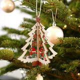 3D Christmas Wooden Pendant Christmas Tree Ornament DIY Santa Xmas Tree Decoration Christmas tree