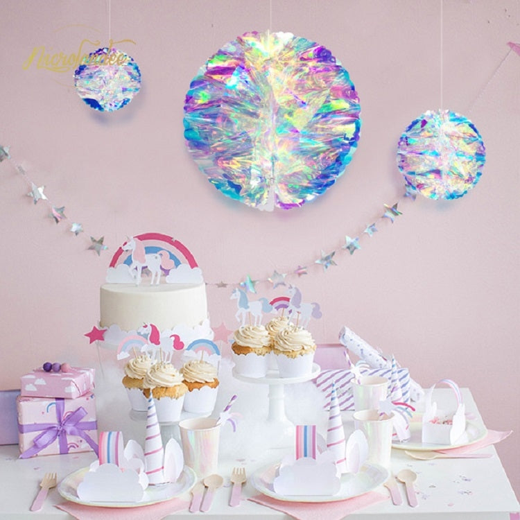 2 PCS Neon Film Honeycomb Ball Ornaments Wedding Birthday Party Decoration Supplies, 10cm, 15cm, 20cm, 25cm, 30cm