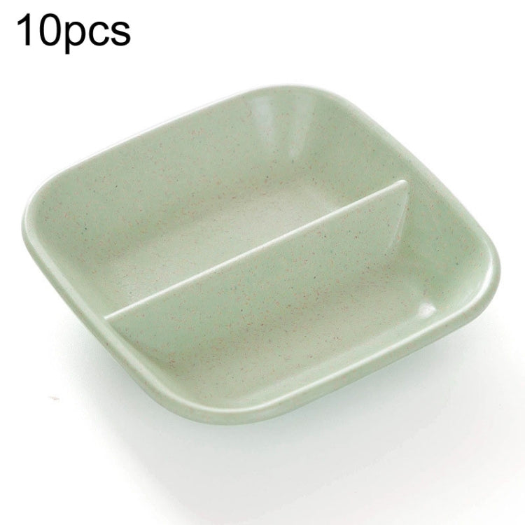 10pcs Kitchen Accessories 2 In 1 Seasoning Sauce Dishes Wheat Straw Salad Saucer Bowl Green