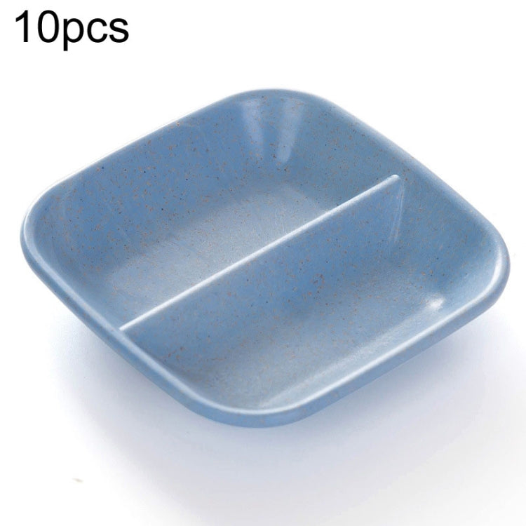 10pcs Kitchen Accessories 2 In 1 Seasoning Sauce Dishes Wheat Straw Salad Saucer Bowl Blue