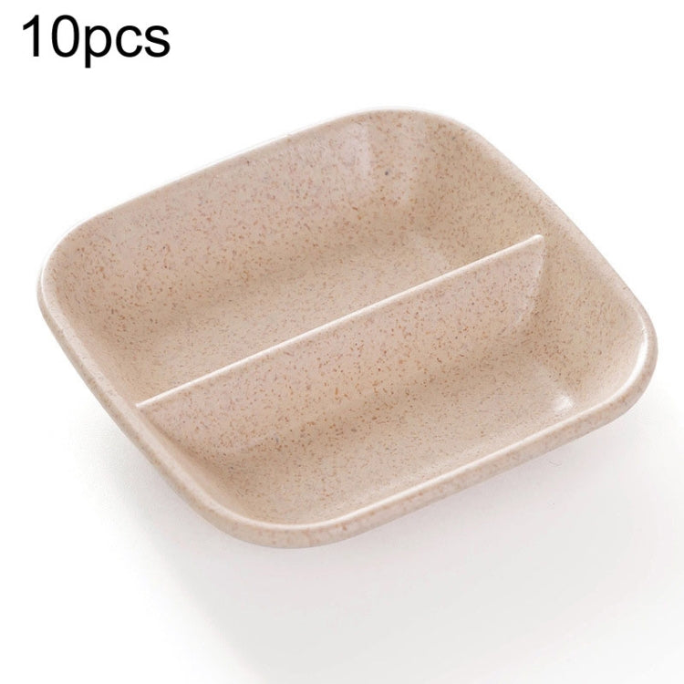 10pcs Kitchen Accessories 2 In 1 Seasoning Sauce Dishes Wheat Straw Salad Saucer Bowl Wheat color