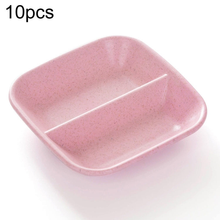 10pcs Kitchen Accessories 2 In 1 Seasoning Sauce Dishes Wheat Straw Salad Saucer Bowl Pink