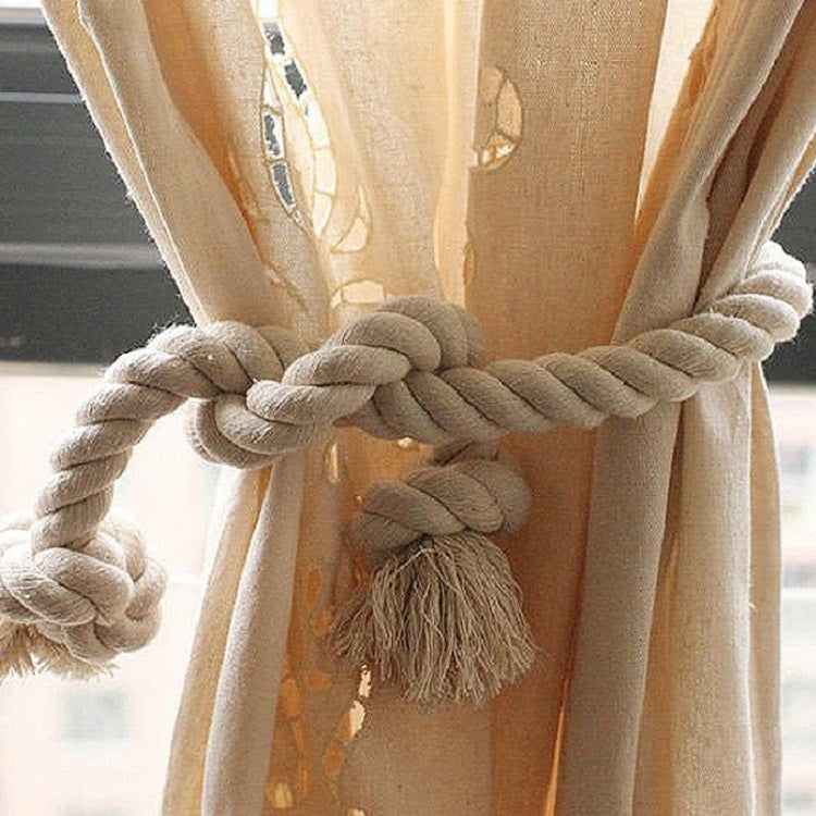 2 PCS Thick Cotton Thread Curtain Straps Handmade Cotton Rope Environmental Protection Straps, Thread Curtain Straps