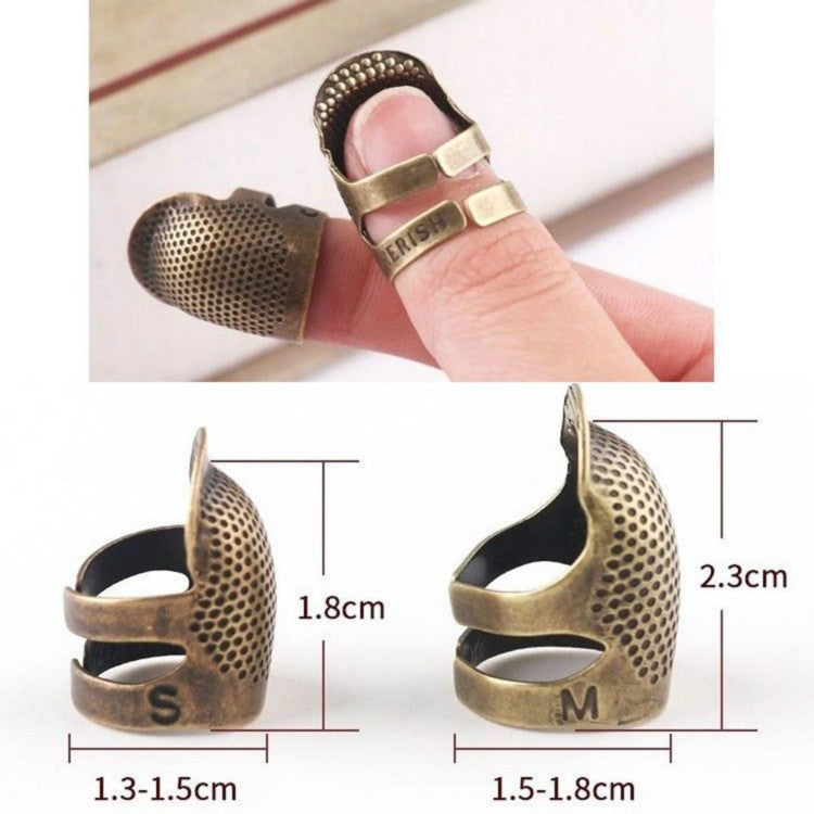 Household Adjustable Metal Sewing Thimble Finger Protectors Sewing Tools Accessories, S, M