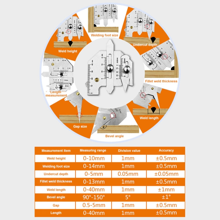 HJC40B Stainless Steel Welding Inspection Gauge Measuring Ruler, HJC40B