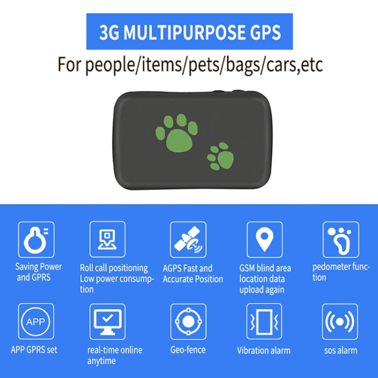 TK203 4G GPS / GPRS / GSM Personal / Goods / Pet / Bag Locator Pet Collar Real-time Tracking Device, TK203