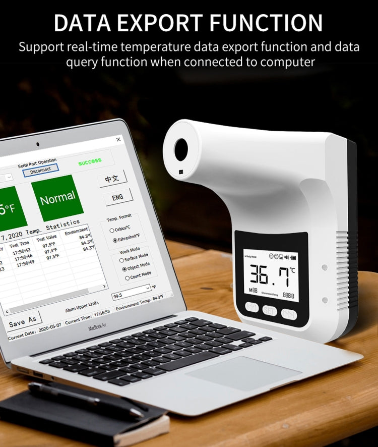 K3 Pro Handsfree Non-contact Forehead Body Light-sensitive Distance Sensor Infrared Thermometer, 2.8 inch LCD Display Screen, K3 Pro