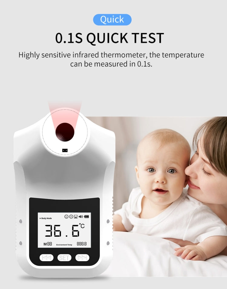 K3 Pro Handsfree Non-contact Forehead Body Light-sensitive Distance Sensor Infrared Thermometer, 2.8 inch LCD Display Screen, K3 Pro