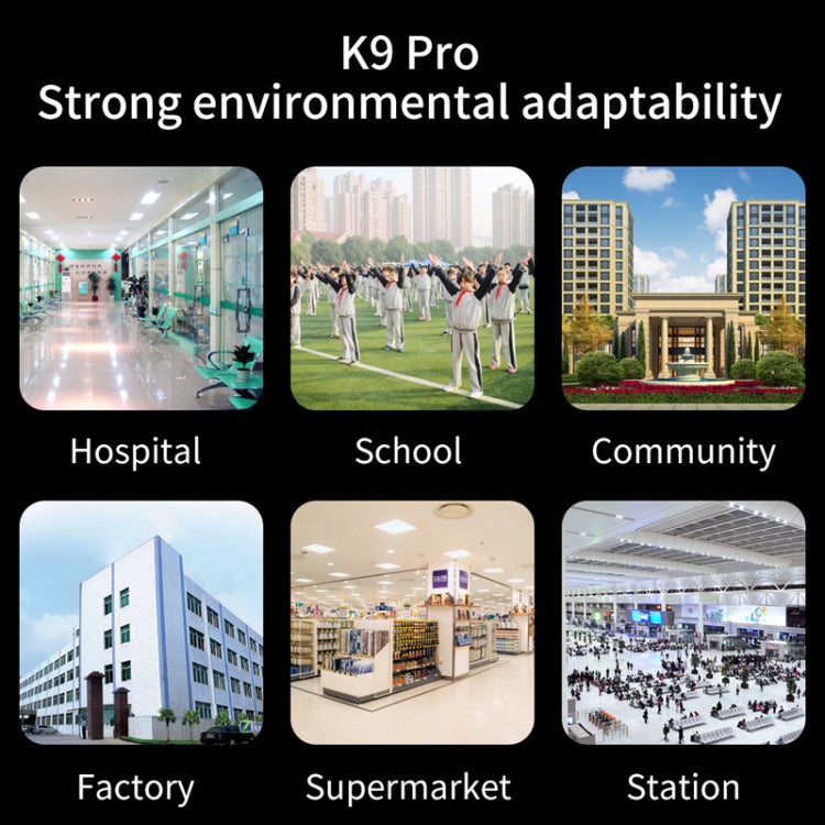 K9 Pro Handsfree Non-contact Body Light-sensitive Distance Sensor Thermometer + 1000ml Automatic Non-contact Liquid Soap Dispenser with Base Mount, K9 Pro