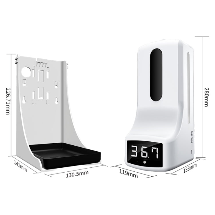 K9 Pro Handsfree Non-contact Body Light-sensitive Distance Sensor Thermometer + 1000ml Automatic Non-contact Liquid Soap Dispenser with Base Mount, K9 Pro