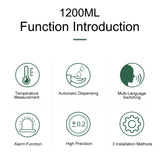 K9 Pro Plus Handsfree Non-contact Body Thermometer + 1000ml Automatic Non-contact Liquid Soap Dispenser with Base Mount, 15 Languages Voice Broadcast, K9 Pro Plus