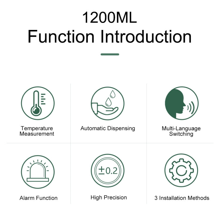 K9 Pro Plus Handsfree Non-contact Body Thermometer + 1000ml Automatic Non-contact Liquid Soap Dispenser with Base Mount, 15 Languages Voice Broadcast, K9 Pro Plus