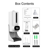 K9 Pro Plus Handsfree Non-contact Body Thermometer + 1000ml Automatic Non-contact Liquid Soap Dispenser with Base Mount, 15 Languages Voice Broadcast, K9 Pro Plus