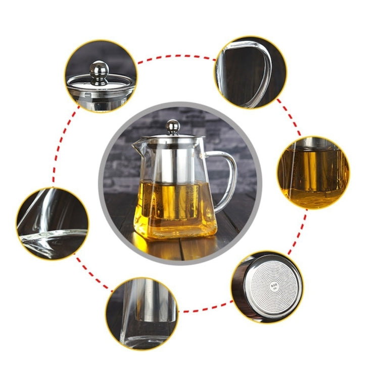 Stainless Steel Clear Heat Resistant Glass Filter Tea Pot, Capacity: 950ml, Capacity: 950ml