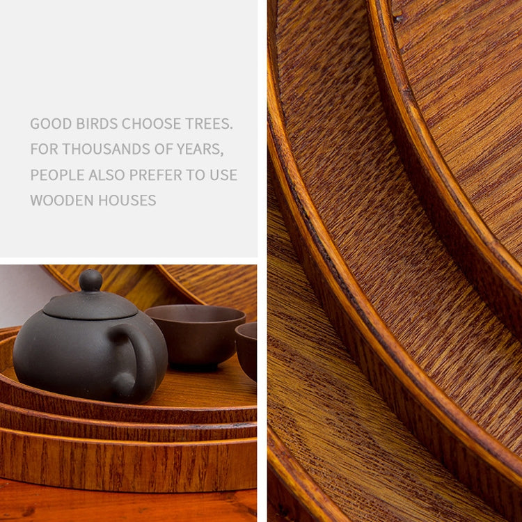 Creative Round Solid Wood Tea Tray Hotel Wooden Tay Storage Tray, Diameter: 37.5cm, Brown, Diameter: 37.5cm