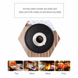 Creative Round Solid Wood Tea Tray Hotel Wooden Tay Storage Tray, Diameter: 27 cm, Black, Diameter: 27cm