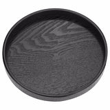 Creative Round Solid Wood Tea Tray Hotel Wooden Tay Storage Tray, Diameter: 30cm, Black, Diameter: 30cm