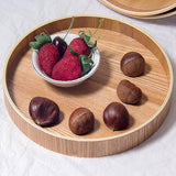 Creative Round Solid Wood Tea Tray Hotel Wooden Tay Storage Tray, Diameter: 30cm, Wood Color, Diameter: 30cm