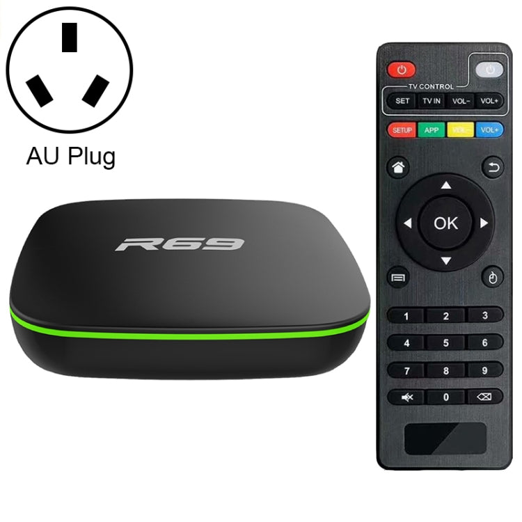 R69 1080P HD Smart TV BOX Android 4.4 Media Player with Remote Control, Quad Core Allwinner H3, RAM: 1GB, ROM: 8GB, 2.4G WiFi, LAN, EU Plug, 1GB+8GB