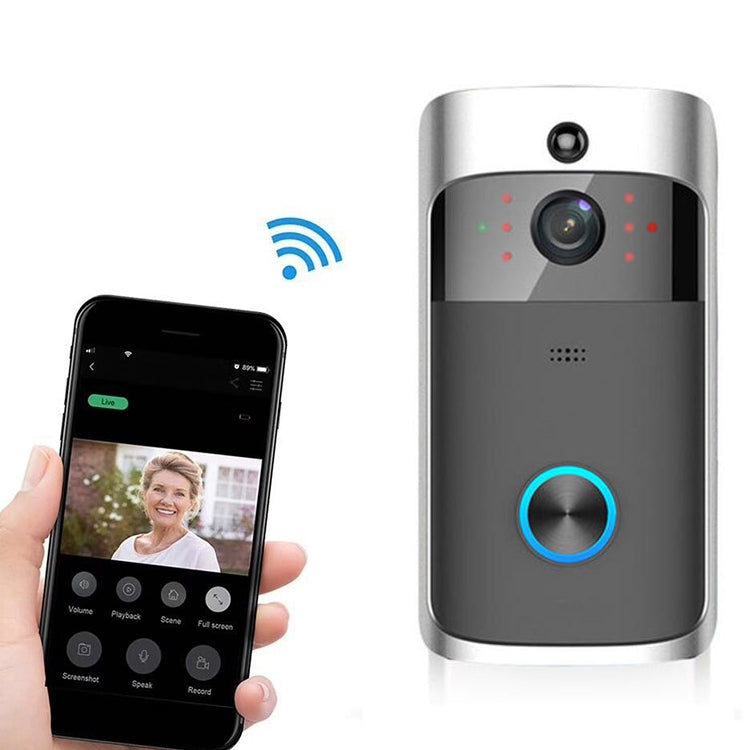 M4 720P Smart WIFI Ultra Low Power Video PIR Visual Doorbell with 3 Battery Slots,Support Mobile Phone Remote Monitoring & Night Vision & 166 Degree Wide-angle Camera Lens Black