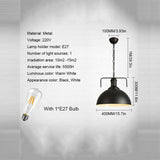 Retro Industrial Pendant Light Creative Single Head Iron Art Hanging Lamp E27 Bulb Perfect for Kitchen Dining Room Bedroom Living Room, Warm White, Cold White