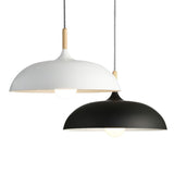 40W 35cm Minimalist Creative Personality Semi-circular Lid Chandelier Wrought Iron Single-head Restaurant Living Room Hotel Lamps, 35cm Black, 35cm White