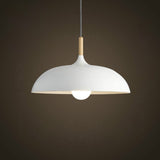 40W 35cm Minimalist Creative Personality Semi-circular Lid Chandelier Wrought Iron Single-head Restaurant Living Room Hotel Lamps, 35cm Black, 35cm White