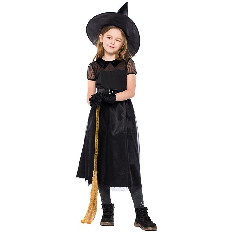 Black Gauze Little Witch Costume, Halloween Cosplay Witch Costume, S, M