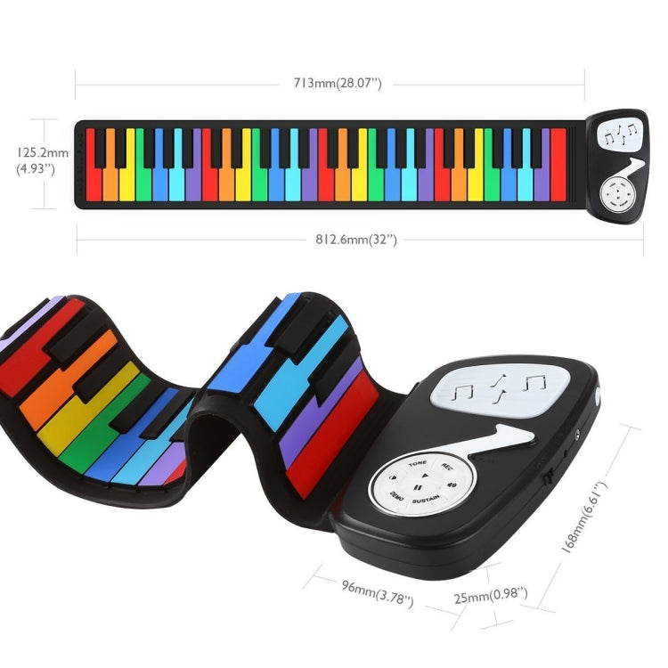 49-key Hand Roll Silicone Children Electronic Piano, colored