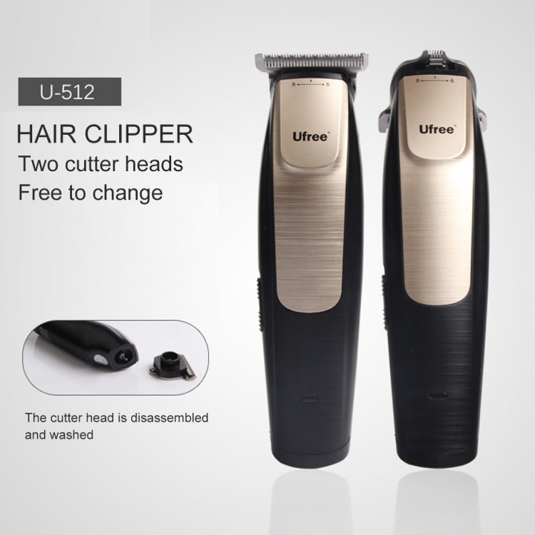 Ufree U-512 Professional Hair Salon Rechargeable Engraved Text Small Hair Clipper Hair Trimmer, EU Plug