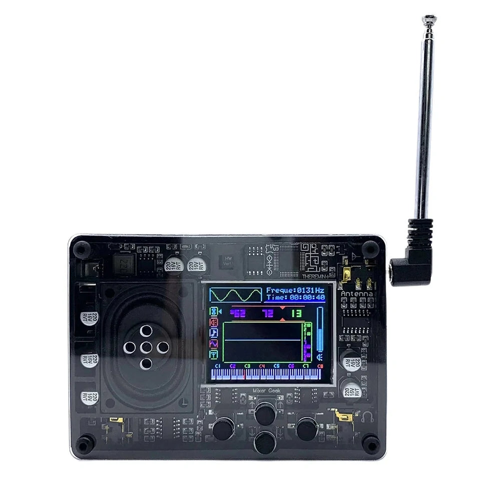 Mini Theremin Electronics Kit with Screen Display Retro Audio Player Electronic Creative Musical Instrument for Music Lover