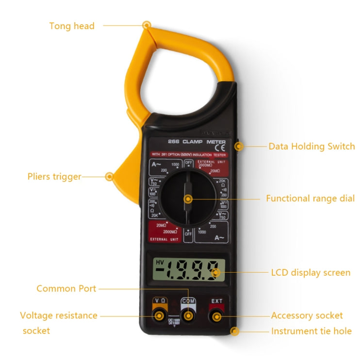 ANENG 266X Automatic High-Precision Clamp Multimeter with Buzzer, 266X Yellow