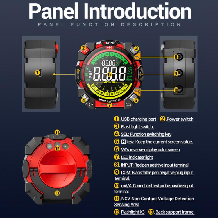 ANENG Intelligent High-precision Double-tube Fuse Digital Multimeter, 626