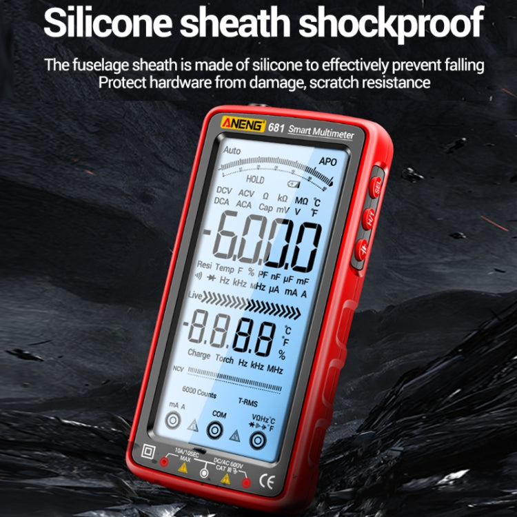ANENG 681 LCD Digital Display Screen Smart Automatic Range Rechargeable Multimeter, 681 Red, 681 Black