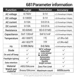 ANENG 681 LCD Digital Display Screen Smart Automatic Range Rechargeable Multimeter, 681 Red, 681 Black