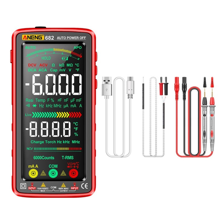 ANENG 682 Smart VA Reverse Display Automatic Range Rechargeable Multimeter, 682 Red, 682 Black 682 Red Red