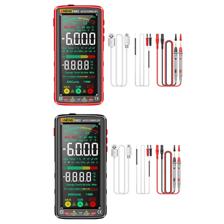 ANENG 682 Smart VA Reverse Display Automatic Range Rechargeable Multimeter, 682 Red, 682 Black