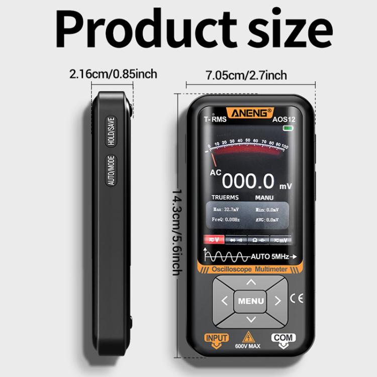 ANENG 2 In 1 Handheld Color Screen Oscilloscope Digital Multimeter, AOS12