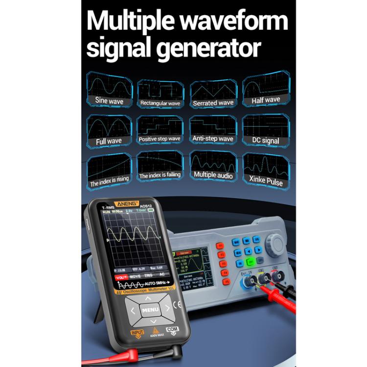ANENG 2 In 1 Handheld Color Screen Oscilloscope Digital Multimeter, AOS12