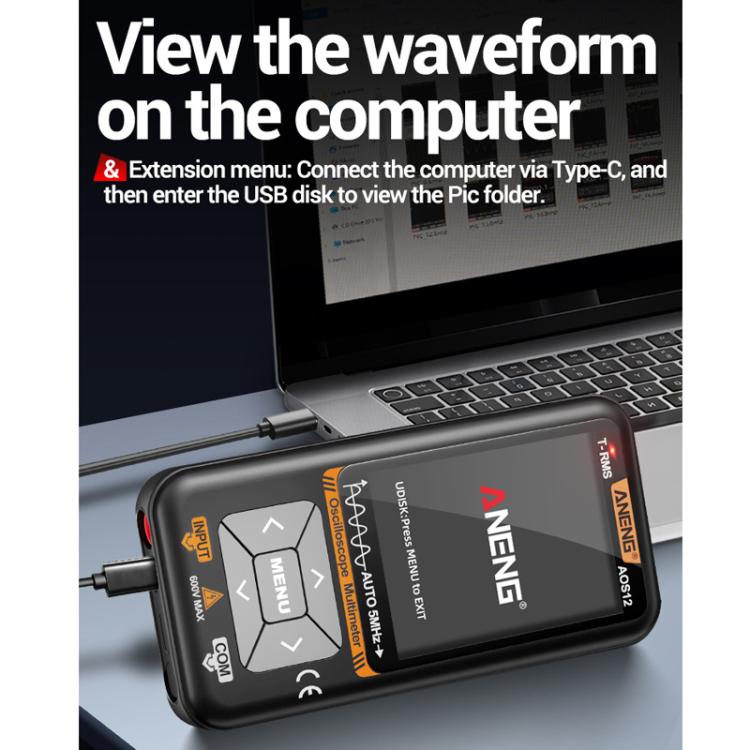 ANENG 2 In 1 Handheld Color Screen Oscilloscope Digital Multimeter, AOS12