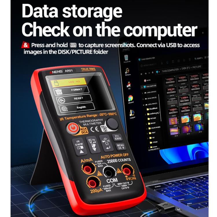 ANENG 2 In 1 HD Infrared Thermal Imager Digital Multimeter, AR01