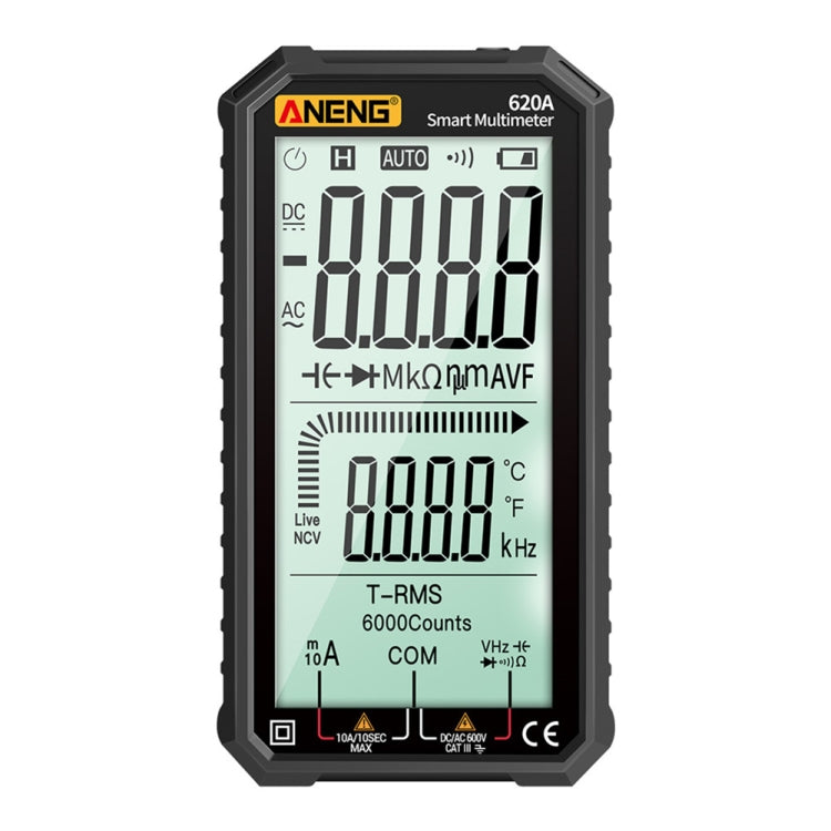 ANENG 620A Full Screen Smart Digital Multimeter, Black, Red Black