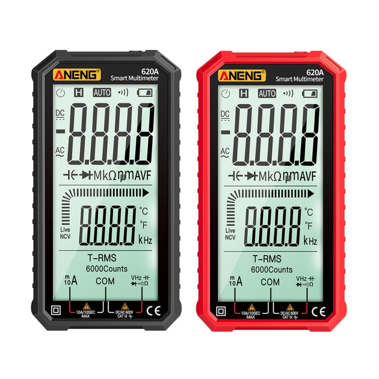 ANENG 620A Full Screen Smart Digital Multimeter, Black, Red