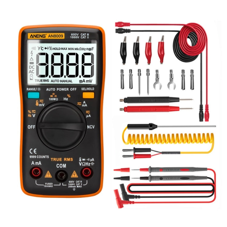ANENG AN8009 NVC Digital Display Multimeter, Standard, Standard with Cable Standard with Cable Orange