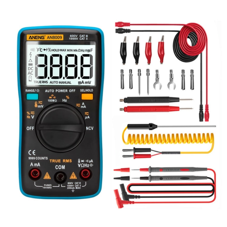ANENG AN8009 NVC Digital Display Multimeter, Standard, Standard with Cable Standard with Cable Blue