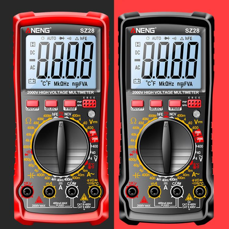 ANENG 2000V High Voltage High Precision Photovoltaic Digital Multimeter, SZ28 Red, SZ28 Black