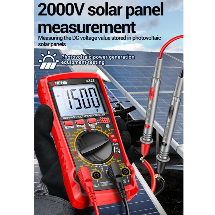 ANENG 2000V High Voltage High Precision Photovoltaic Digital Multimeter, SZ28 Red, SZ28 Black